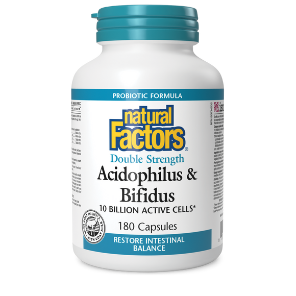 ACIDOPHILUS & BIFIDUS DOUBLE STRENGTH 180 CAPS NATURAL FACTORS