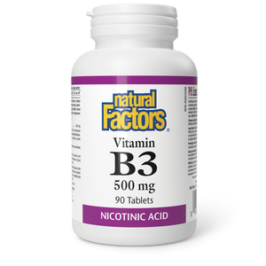 VITAMIN B3 NICOTINIC ACID 500 MG 90 TABS NATURAL FACTORS
