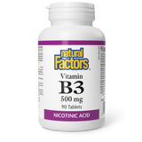 VITAMIN B3 NICOTINIC ACID 500 MG 90 TABS NATURAL FACTORS