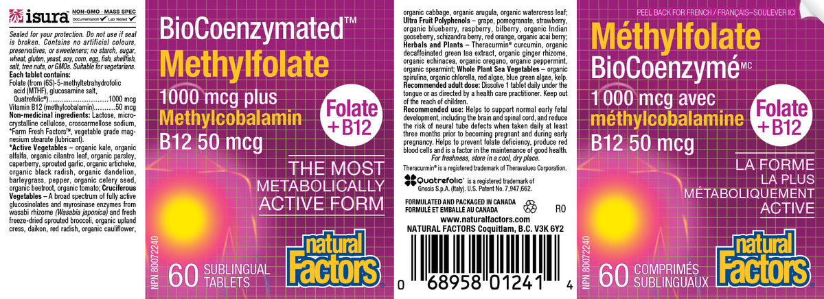 METHYLFOLATE 1000 MCG + B12 50 MCG 60 TABS NATURAL FACTORS – Ave Maria ...