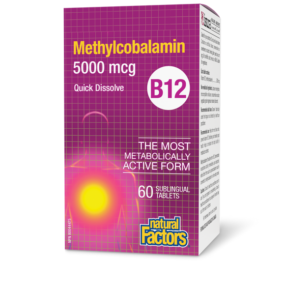 B12 METHYLCOBALAMIN 5000 MCG 60 TABS NATURAL FACTORS