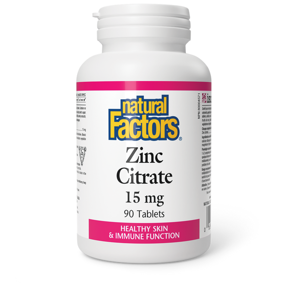 ZINC CITRATE 15 MG 90 TABS NATURAL FACTORS