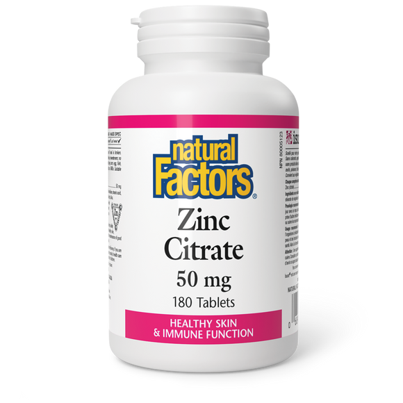 ZINC CITRATE 50 MG 180 TABS NATURAL FACTORS