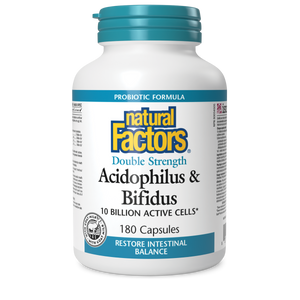 ACIDOPHILUS & BIFIDUS DOUBLE STRENGTH 180 CAPS NATURAL FACTORS