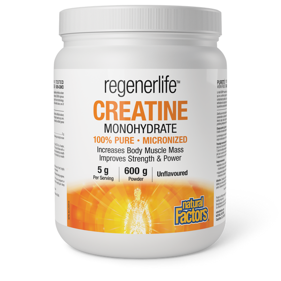 CREATINE MONOHYDRATE 5 G UNFLAVORED 600 G REGENERLIFE NATURAL FACTORS