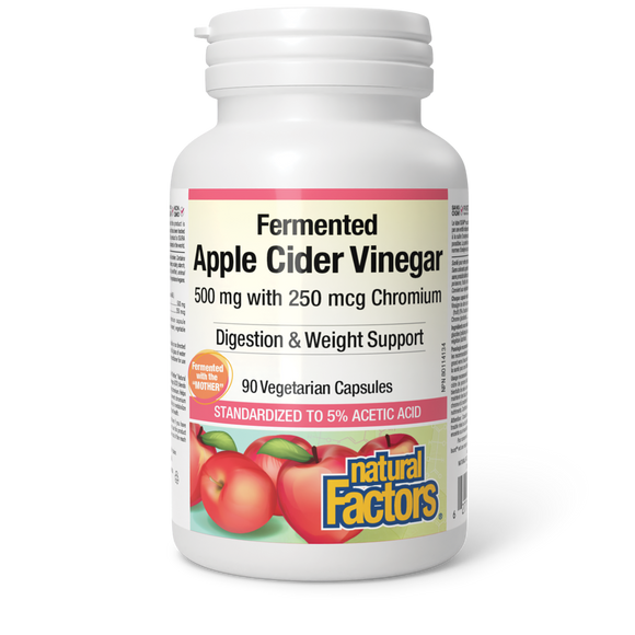 FERMENTED APPLE CIDER VINEGAR 500 MG CHROMIUM 250 MCG 90 CAPS NATURAL FACTORS