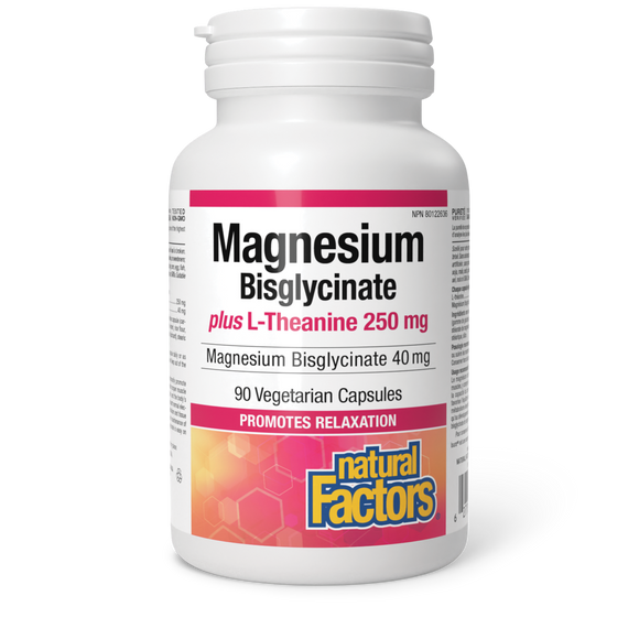 MAGNESIUM BISGLYCINATE 40 MG PLUS L-THEANINE 250 MG 90 CAPS NATURAL FACTORS