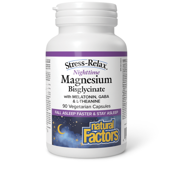 NIGHTTIME MAGNESIUM BISGLYCINATE 90 CAPS STRESS RELAX NATURAL FACTORS