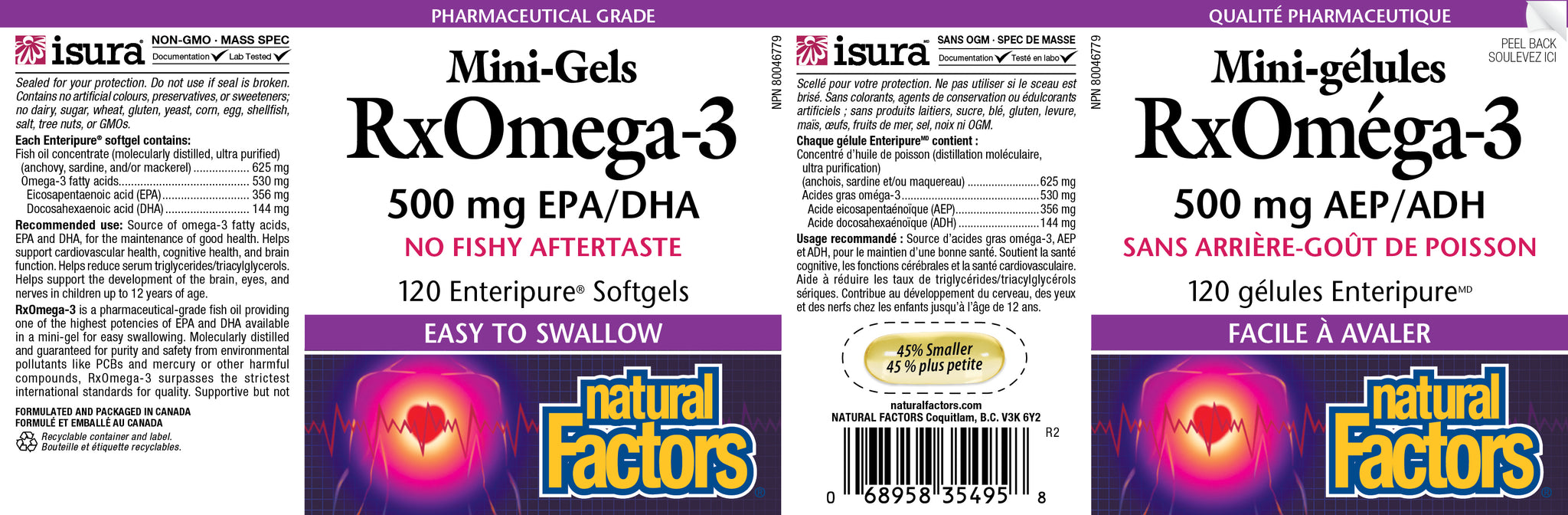 Ultra Rx Omega RX OMEGA-3 500 MG 120 MINI ENTERIC COATED SOFTGELS NATURAL FACTORS ...