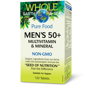 PURE FOOD MENS 50+ MULTIVITAMIN 120 TABS WHOLE EARTH