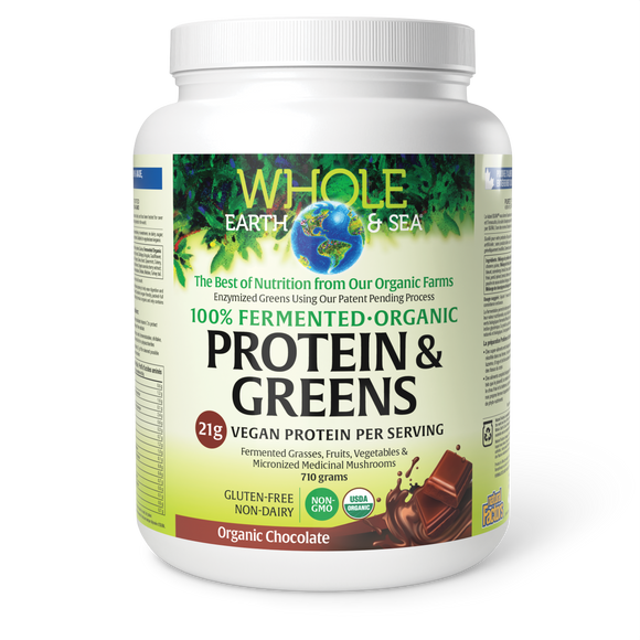 PROTEIN & GREENS CHOCOLATE FERMENTED ORGANIC 710 G WHOLE EARTH & SEA NATURAL FACTORS