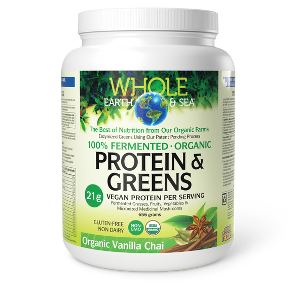 PROTEIN & GREENS VANILLA CHAI FERMENTED ORGANIC 656 G WHOLE EARTH & SEA