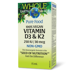 VITAMIN D3 250 IU & K2 30 MCG 15 ML WHOLE EARTH & SEA NATURAL FACTORS