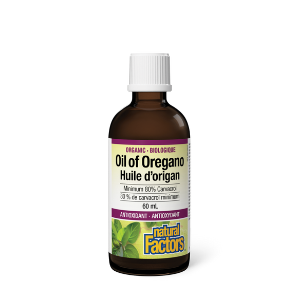 OIL OF OREGANO ORGANIC 80% CARVACOL 60 ML NATURAL FACTORS