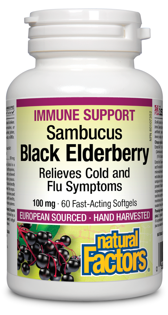 BLACK ELDERBERRY 100 MG 60 SOFTGELS NATURAL FACTORS