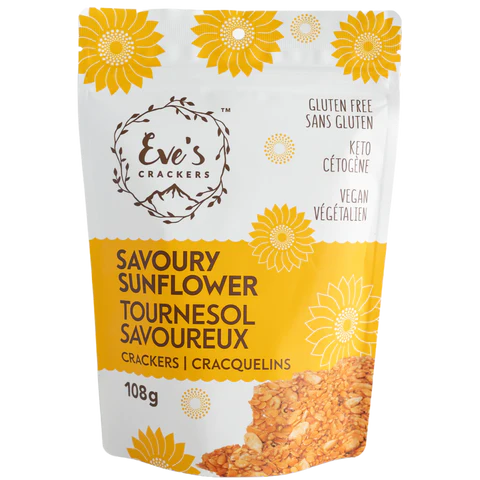 SAVOURY SUNFLOWER CRACKERS 108 G EVE'S CRACKERS