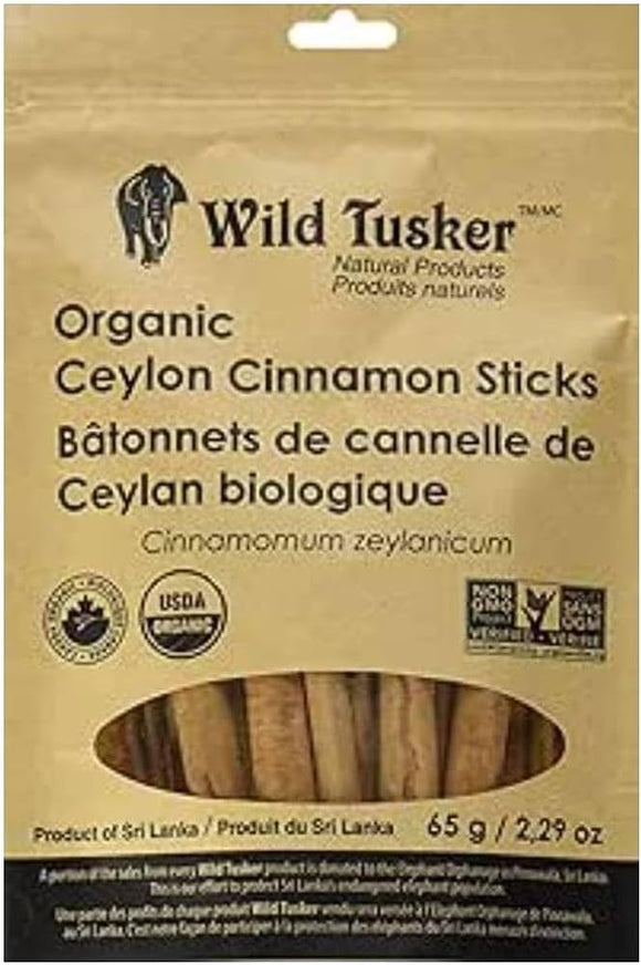 CEYLON CINNAMON STICKS 65 G ORGANIC WILD TUSKER