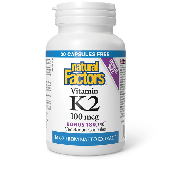 VITAMIN K2 BONUS 100 MCG 180 CAPS NATURAL FACTORS