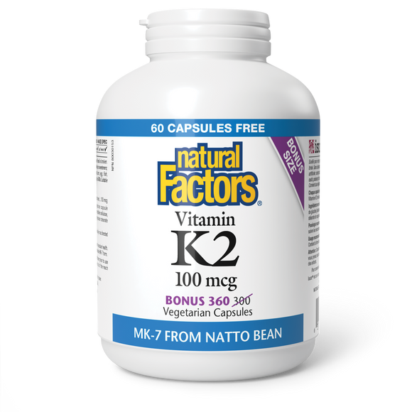 VITAMIN K2 BONUS 100 MCG 360 CAPS NATURAL FACTORS