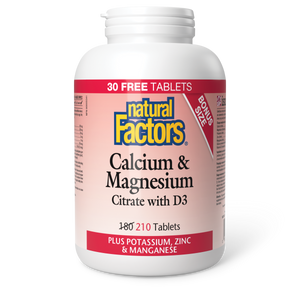 CALCIUM & MAGNESIUM CITRATE WITH D3 210 TABS NATURAL FACTORS