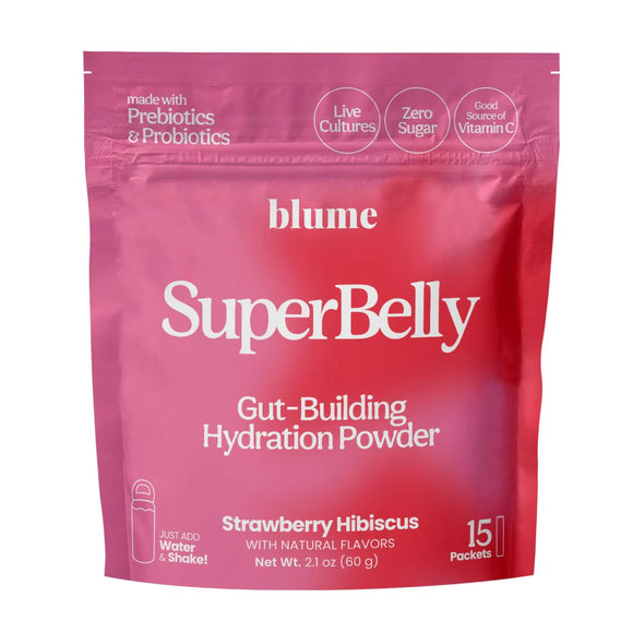 SUPERBELLY GUT-BUILDING HYDRATION POWDER STRAWBERRY HIBISCUS 15 PK BLUME