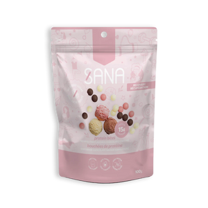 NEAPOLITAN CHOCOLATE COVERED PROTEIN BITES 100G SANA