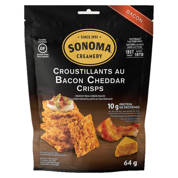 BACON CHEDDAR CRISPS 64G SONOMA CREAMERY