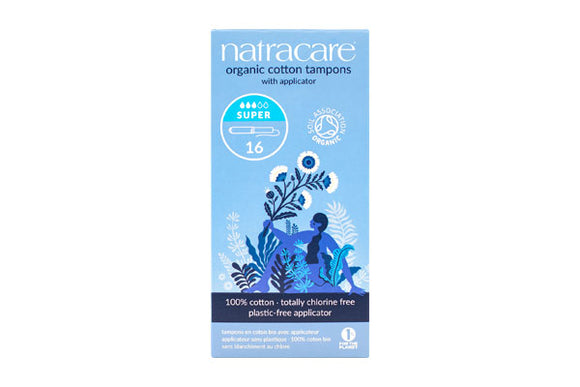 TAMPONS ORGANIC COTTON SUPER WITH APPLICATOR 16 PK NATRACARE