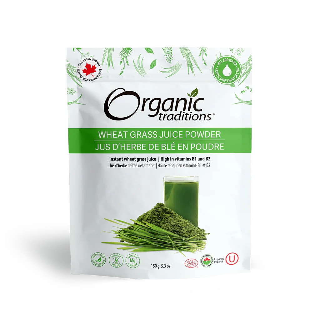WHEAT GRASS JUICE POWDER 150G ORGANIC TRADITIONS Ave Maria Health
