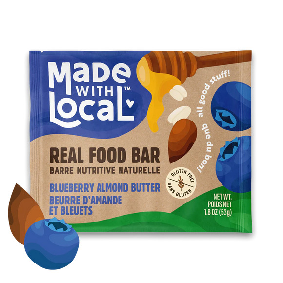 REAL FOOD BAR BLUEBERRY ALMOND BUTTER 53 G MADE WITH LOCAL