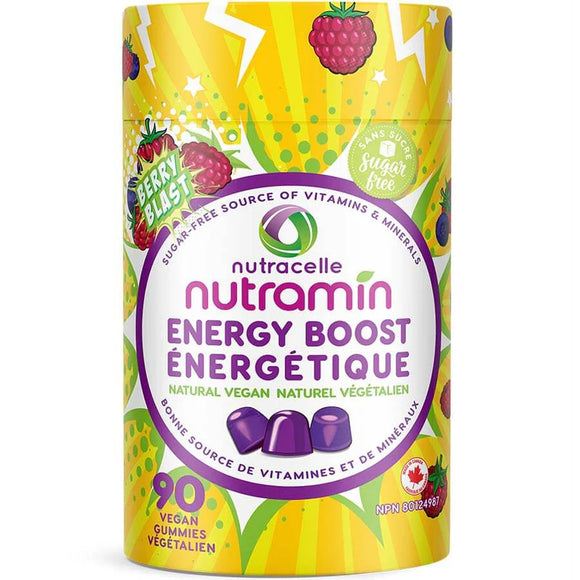 NUTRAMIN ENERGY BOOST BERRY BLAST SUGAR FREE GUMMIES 90 PK NUTRACELLE